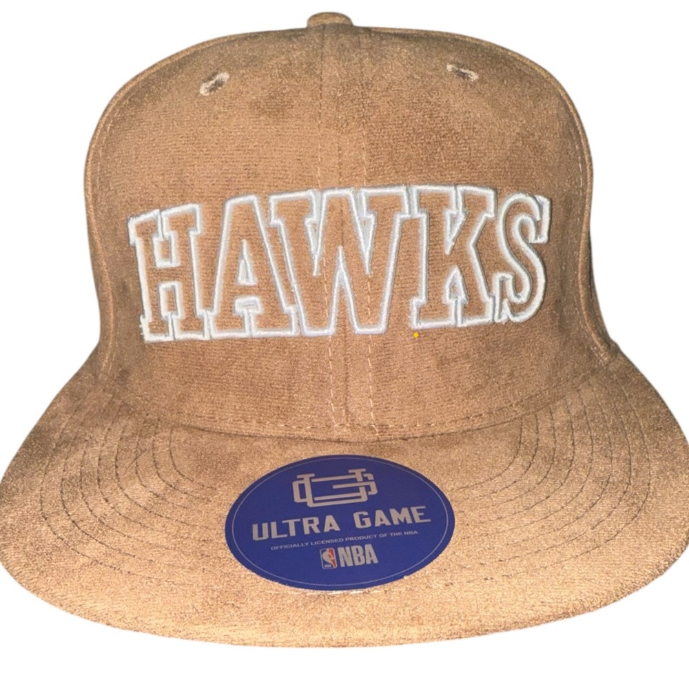 Ultra Game Atlanta Hawks NBA Tan Suede Nubuck Snapback Hat Cap NWT
